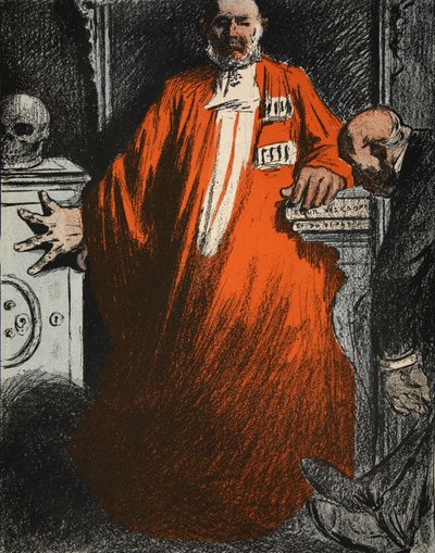 Un juez con vestimenta completa, ilustración de 